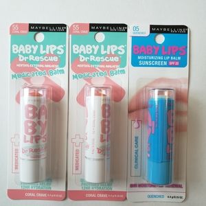 3 Maybelline Baby Lips: Coral Crave/Quenched NEW